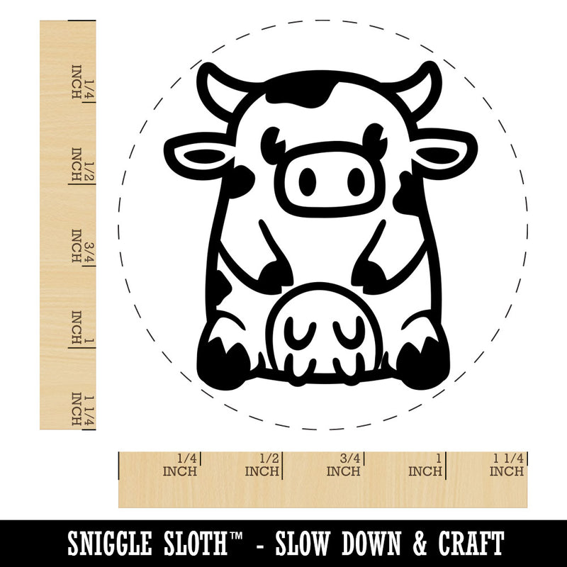 Cute Spotted Cow Sitting Rubber Stamp for Stamping Crafting Planners