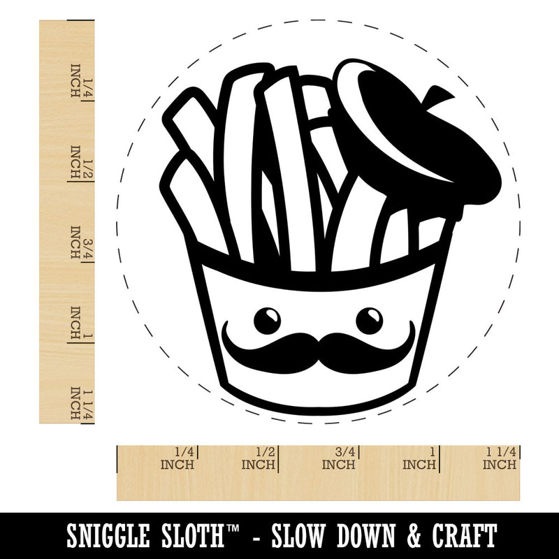 French Fries with Mustache and Beret Rubber Stamp for Stamping Crafting Planners