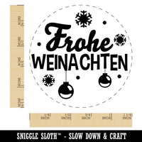 Frohe Weinachten German with Christmas Ornaments and Snowflakes Rubber Stamp for Stamping Crafting Planners