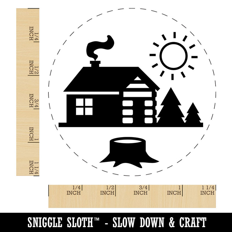 Log Cabin in the Woods Rubber Stamp for Stamping Crafting Planners