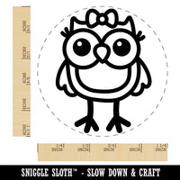 Cute Girl Owl with Bow Rubber Stamp for Stamping Crafting Planners