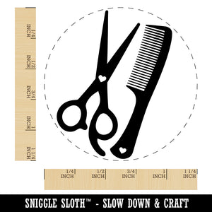 Hair Cutting Comb Scissors with Hearts Rubber Stamp for Stamping Crafting Planners
