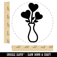 Vase of Heart Flowers Valentine's Day Rubber Stamp for Stamping Crafting Planners