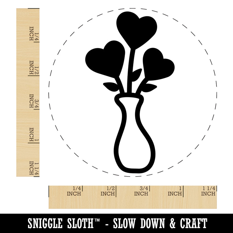 Vase of Heart Flowers Valentine's Day Rubber Stamp for Stamping Crafting Planners