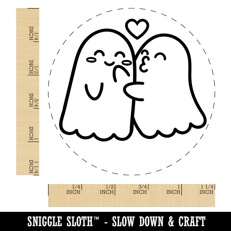 Two Ghosts in Love Kissy Face Halloween Rubber Stamp for Stamping Crafting Planners