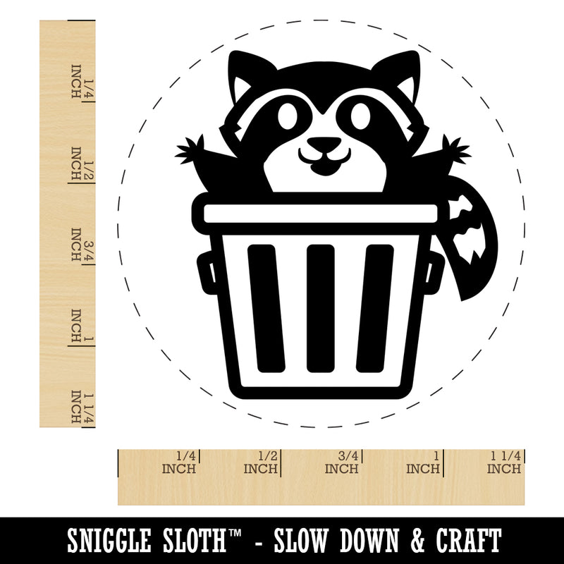 Lively Raccoon in Trash Can Rubber Stamp for Stamping Crafting Planners