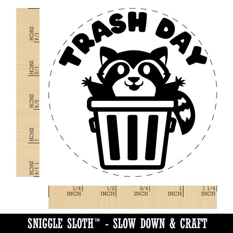 Trash Day Raccoon in Can Rubber Stamp for Stamping Crafting Planners