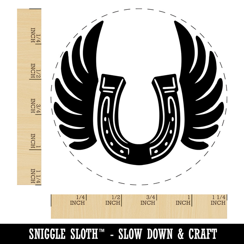 Angel Wings on Horseshoe Loss of Pet Horse Rubber Stamp for Stamping Crafting Planners