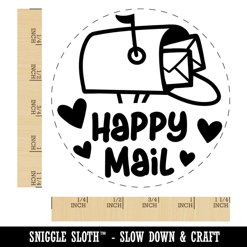 Happy Mail Envelope Mailbox with Heart Rubber Stamp for Stamping Crafting Planners