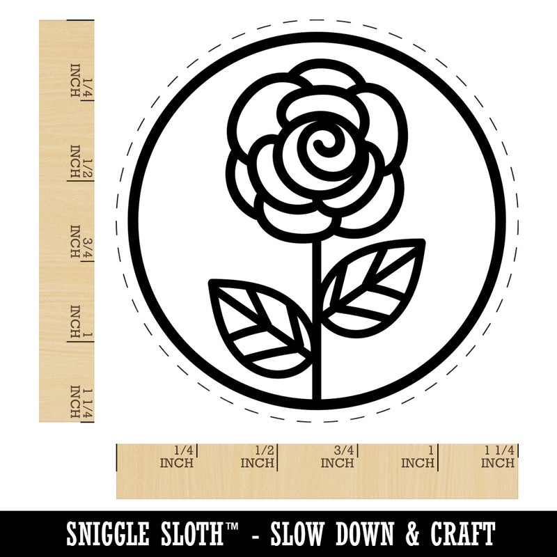 Rose Flower in Circle Rubber Stamp for Stamping Crafting Planners