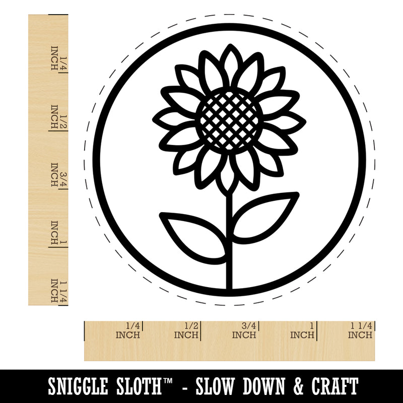 Sunflower in Circle Rubber Stamp for Stamping Crafting Planners