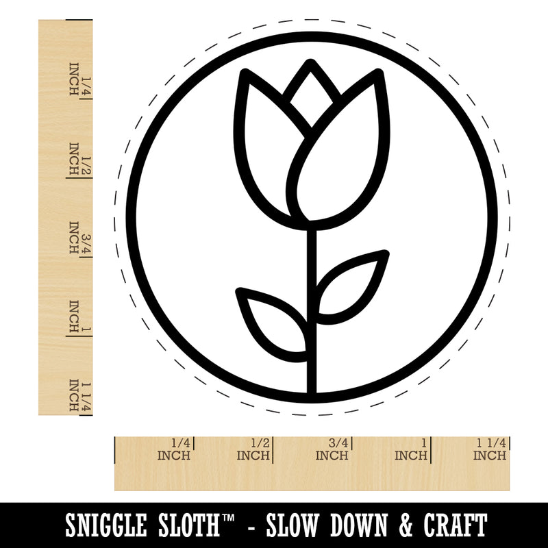 Tulip Flower in Circle Rubber Stamp for Stamping Crafting Planners