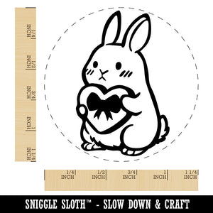 Cute Bunny Rabbit with Valentine's Day Heart Rubber Stamp for Stamping Crafting Planners