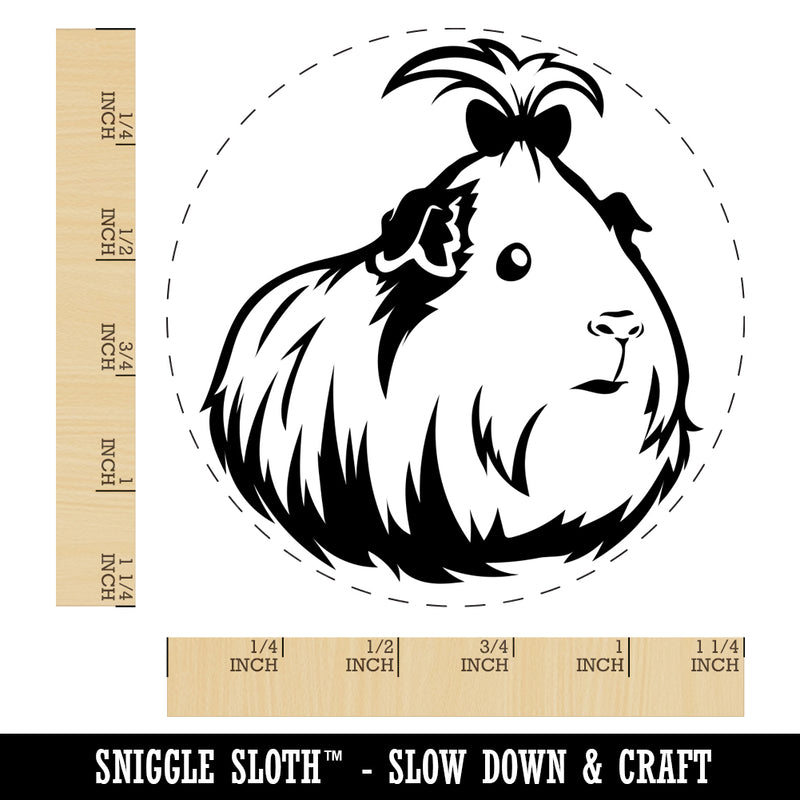 Cute Silkie Guinea Pig with Bow Rubber Stamp for Stamping Crafting Planners