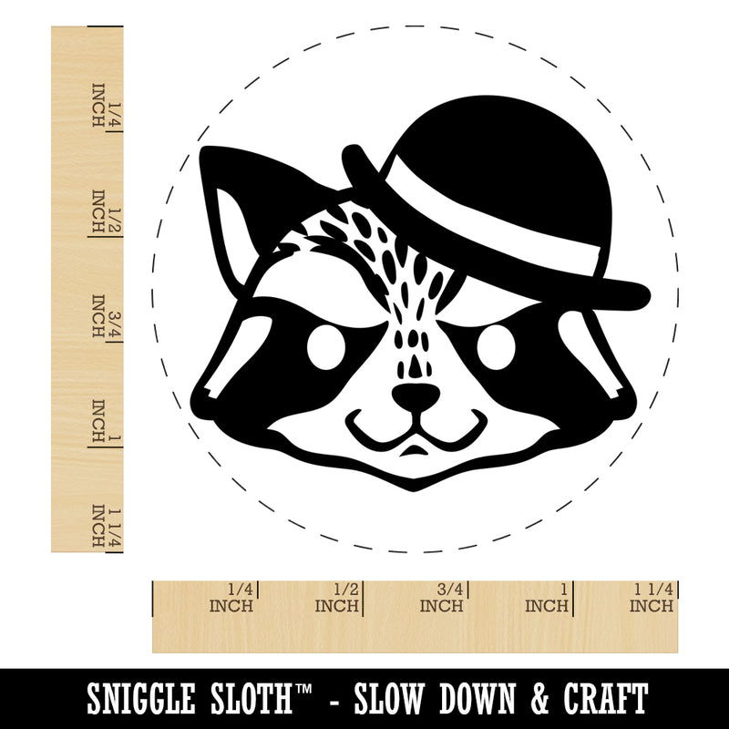 Raccoon with English Derby Bowler Hat Rubber Stamp for Stamping Crafting Planners