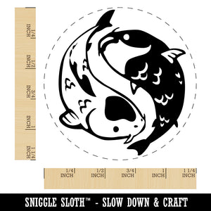 Yin and Yang Koi Fish  Rubber Stamp for Stamping Crafting Planners