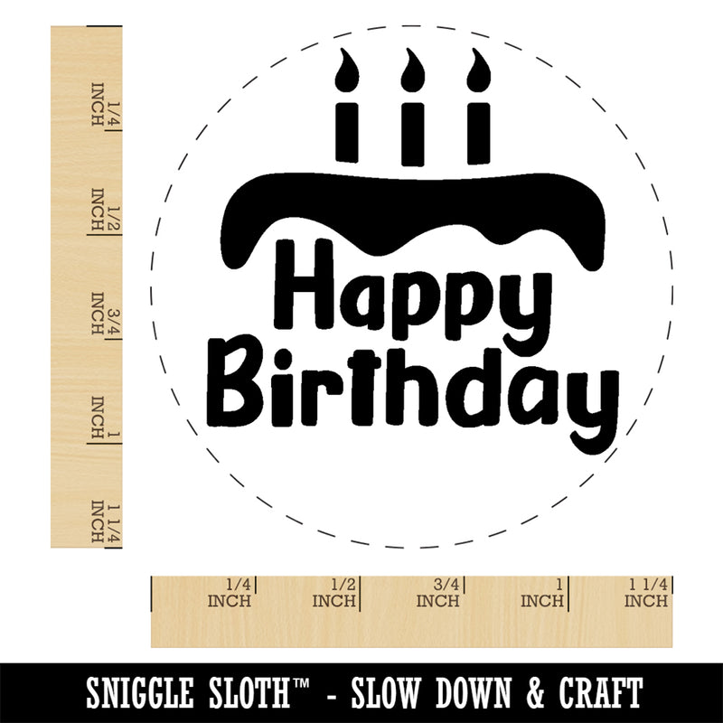 Happy Birthday with Cake Rubber Stamp for Stamping Crafting Planners