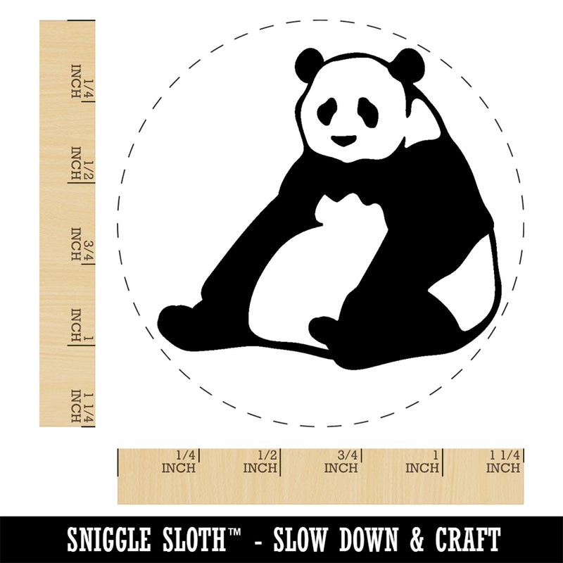 Giant Panda Bear Sitting Rubber Stamp for Stamping Crafting Planners