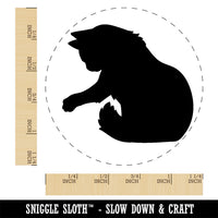 Fluffy Cat Kitten Hitting Something with Paw Claw Rubber Stamp for Stamping Crafting Planners