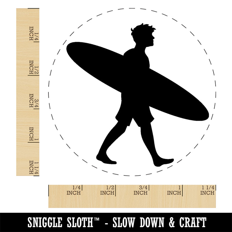 Surfer Man with Surfboard Walking Rubber Stamp for Stamping Crafting Planners