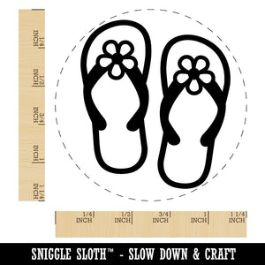 Cute Floral Flip Flop Sandals Rubber Stamp for Stamping Crafting Planners