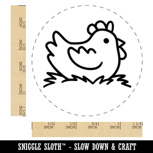 Cartoon Chicken Hen Sitting on Nest Rubber Stamp for Stamping Crafting Planners