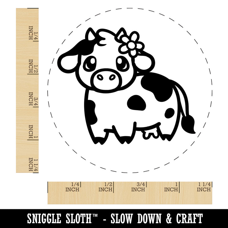 Darling Cow with Flower Rubber Stamp for Stamping Crafting Planners