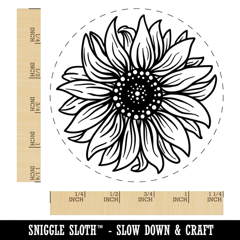 Fancy Blooming Sunflower Flower Rubber Stamp for Stamping Crafting Planners