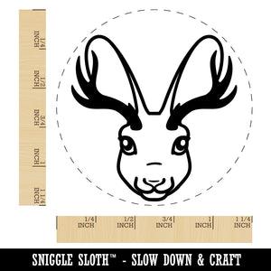 Jackalope Head Mythical Animal Jackrabbit Antelope Rubber Stamp for Stamping Crafting Planners