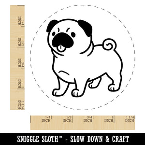 Pug Standing with Tongue Out Dog Rubber Stamp for Stamping Crafting Planners