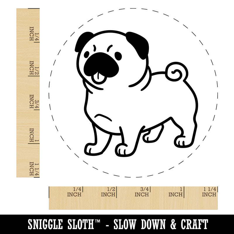 Pug Standing with Tongue Out Dog Rubber Stamp for Stamping Crafting Planners