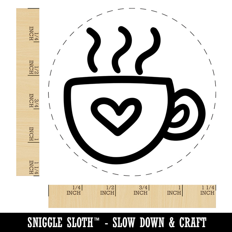 Steaming Hot Coffee Mug Cup with Heart Rubber Stamp for Stamping Crafting Planners