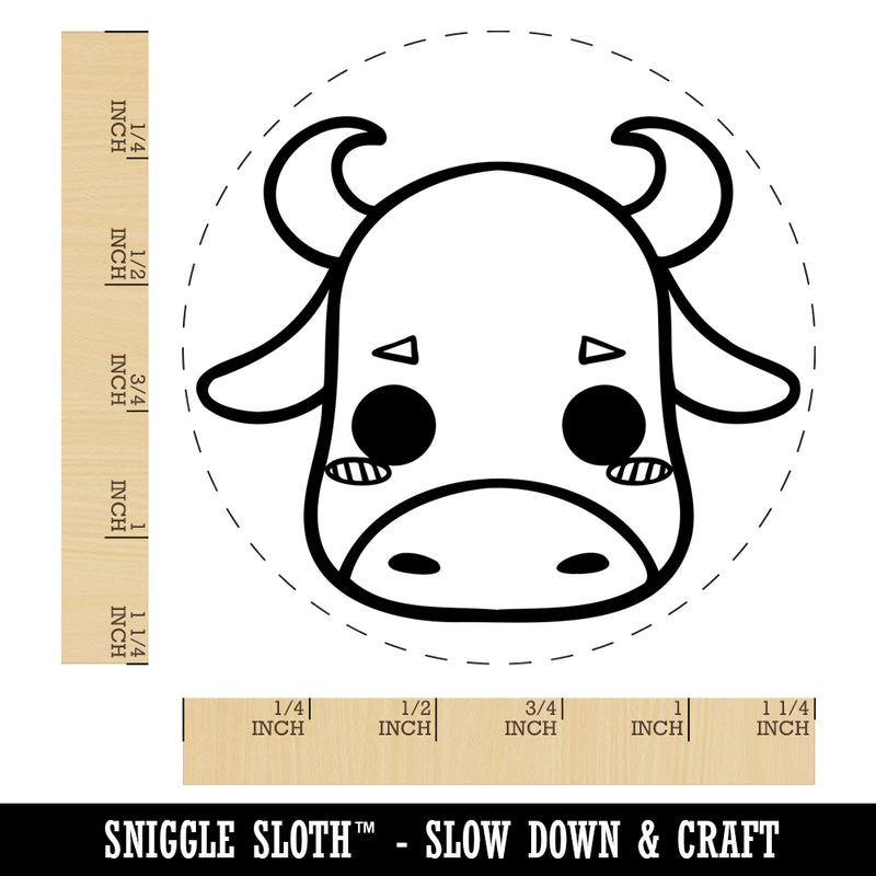 Charming Kawaii Chibi Bull Face Blushing Cheeks Rubber Stamp for Stamping Crafting Planners