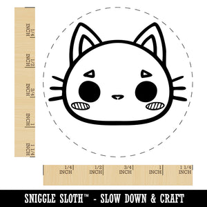 Charming Kawaii Chibi Cat Kitten Face Blushing Cheeks Rubber Stamp for Stamping Crafting Planners