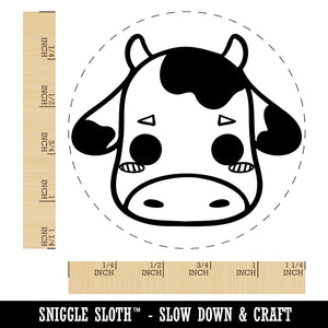 Charming Kawaii Chibi Cow Face Blushing Cheeks Milk Farm Rubber Stamp for Stamping Crafting Planners
