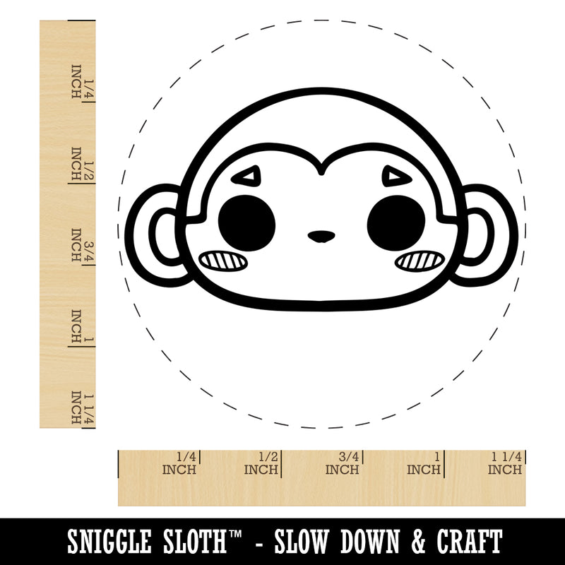 Charming Kawaii Chibi Monkey Face Blushing Cheeks Rubber Stamp for Stamping Crafting Planners