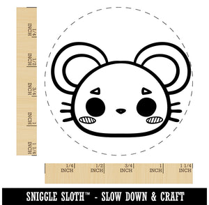 Charming Kawaii Chibi Mouse Face Blushing Cheeks Rubber Stamp for Stamping Crafting Planners