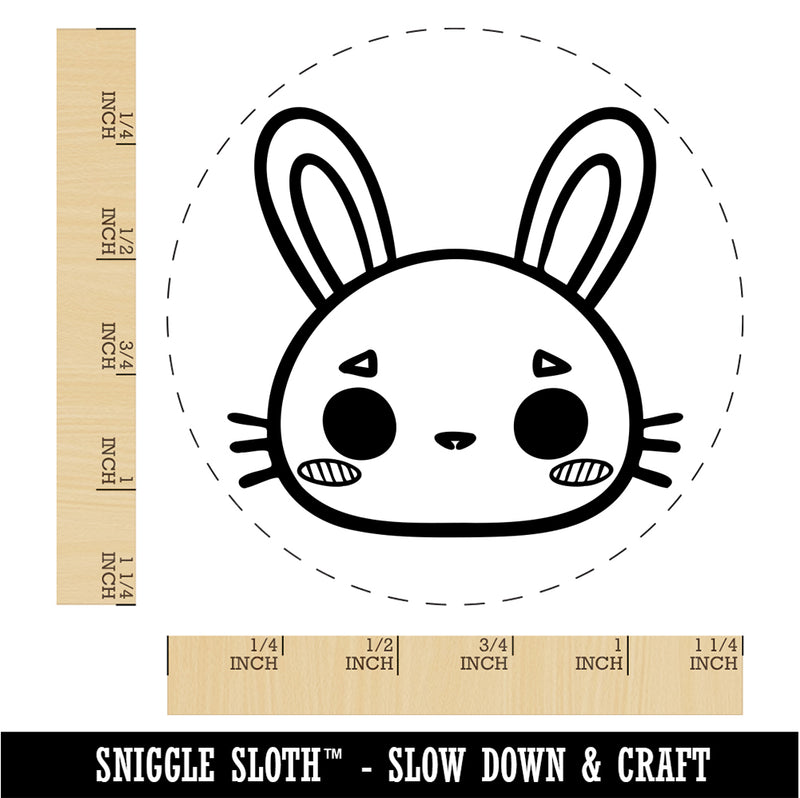 Charming Kawaii Chibi Rabbit Bunny Face Blushing Cheeks Rubber Stamp for Stamping Crafting Planners