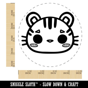 Charming Kawaii Chibi Tiger Face Blushing Cheeks Rubber Stamp for Stamping Crafting Planners
