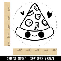 Deliciously Kawaii Chibi Pizza Slice Rubber Stamp for Stamping Crafting Planners