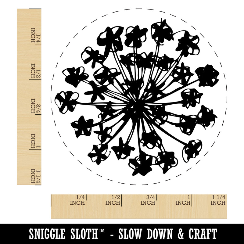 Queen Anne's Lace Flower Silhouette Doodle Sketch Rubber Stamp for Stamping Crafting Planners