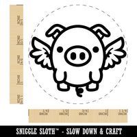 Cute Round Flying Winged Pig Rubber Stamp for Stamping Crafting Planners