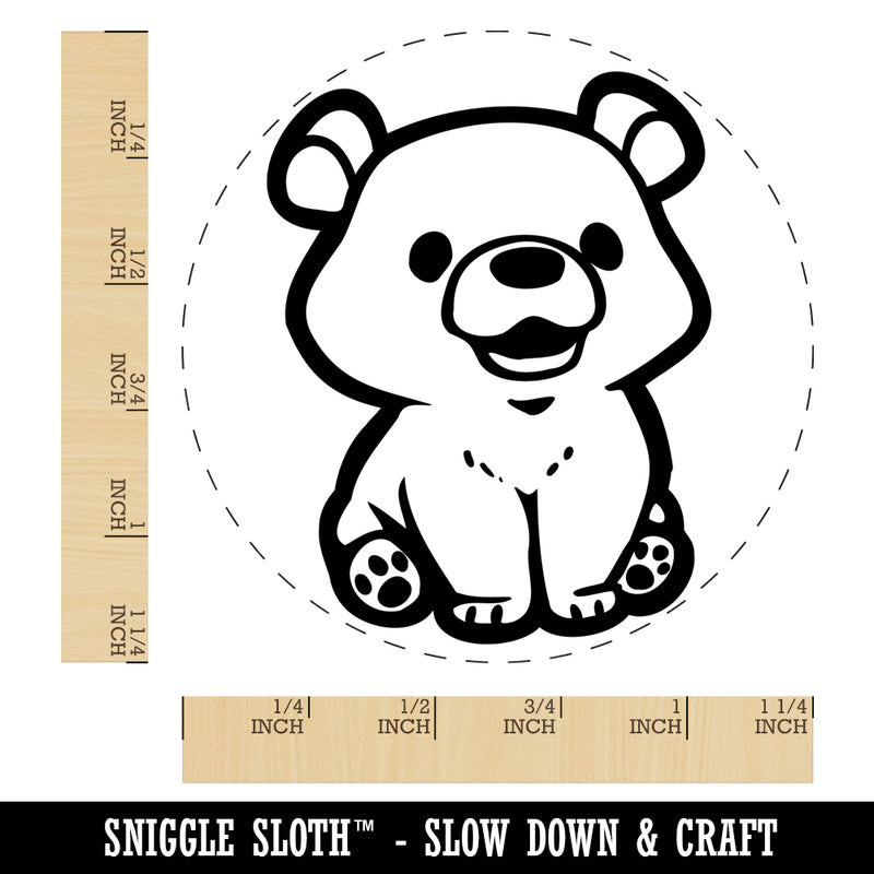 Cute Baby Bear Cub Sitting Rubber Stamp for Stamping Crafting Planners
