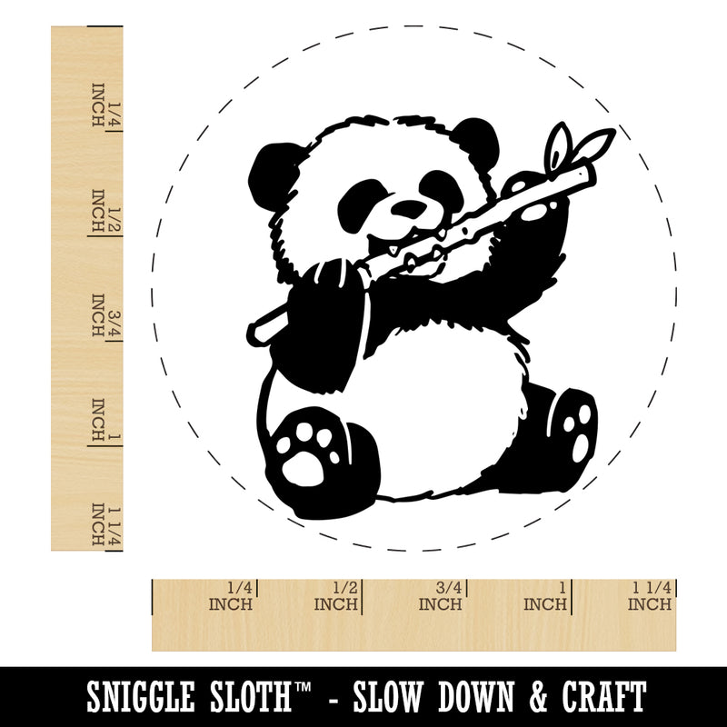 Baby Panda Bear Eating Bamboo Rubber Stamp for Stamping Crafting Planners