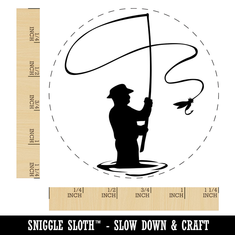 Fly Fishing Fisherman Casting Line Angler Rubber Stamp for Stamping Crafting Planners