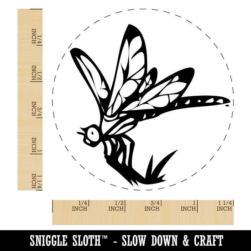 Perched Dragonfly Dasher Darner Insect Rubber Stamp for Stamping Crafting Planners