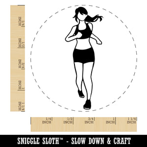 Running Woman Fitness Exercise Marathon Workout Jogging Track and Field Rubber Stamp for Stamping Crafting Planners