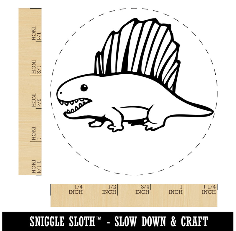 Wary Dimetrodon Dinosaur with Dorsal Sail Fin Rubber Stamp for Stamping Crafting Planners