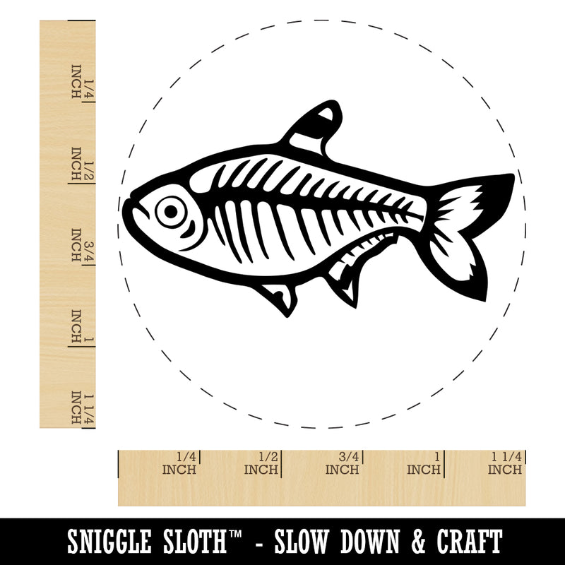 X-Ray Tetra Skeleton Fish Rubber Stamp for Stamping Crafting Planners
