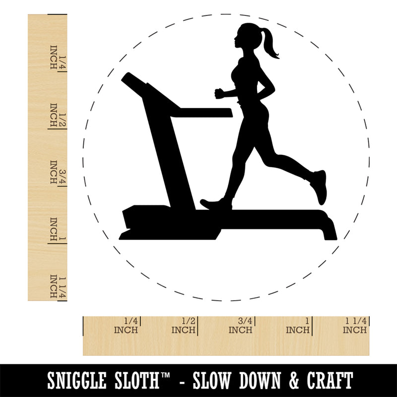 Woman Running on Treadmill Cardio Workout Gym Rubber Stamp for Stamping Crafting Planners